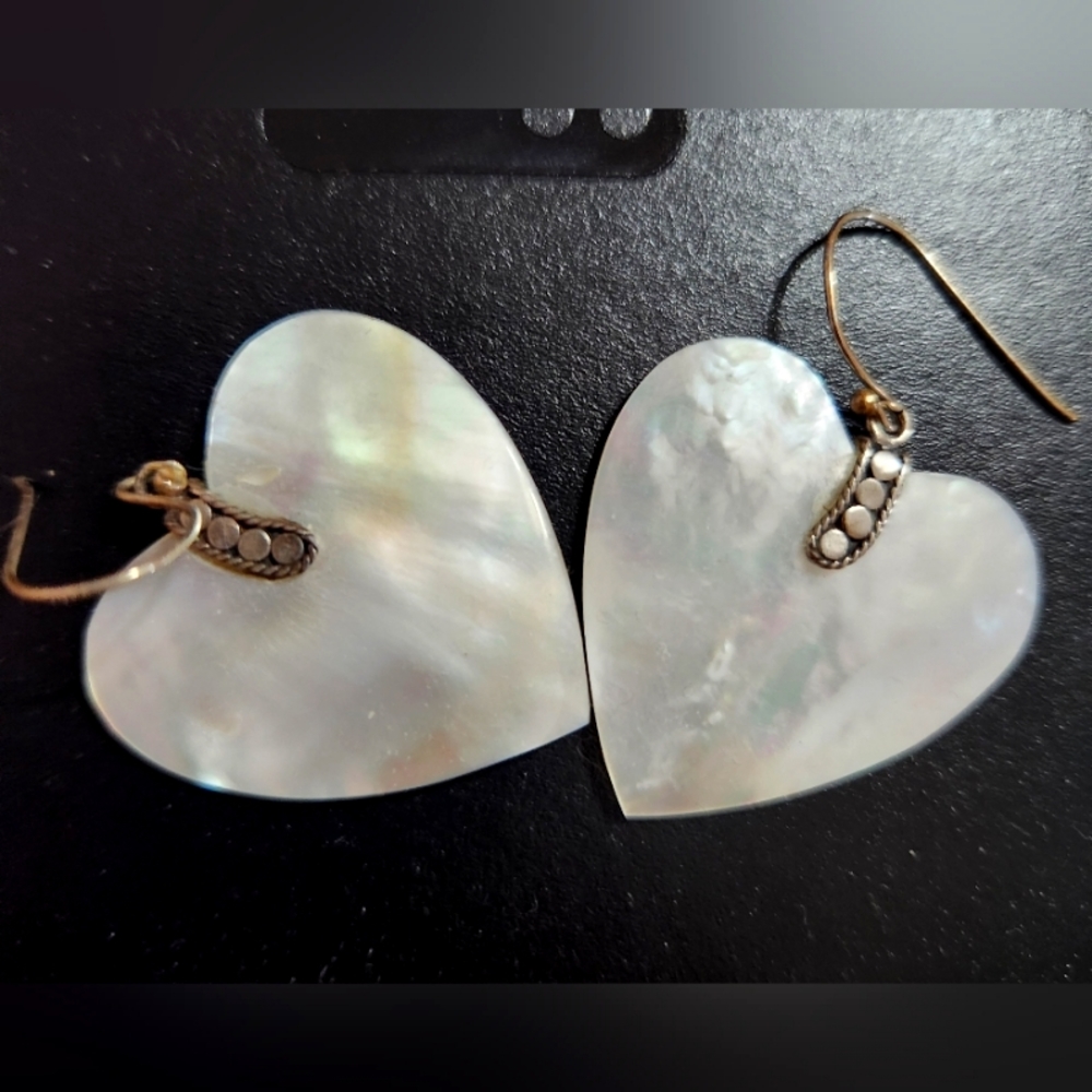 Earrings, mother of pearl, sterling silver